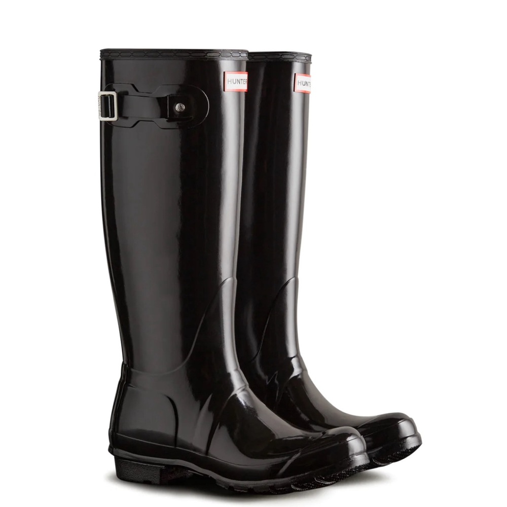Hunter Original Back Adjust Gloss Women's Casual Boots, Black, size 7